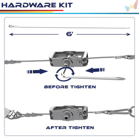 Windscreen4less 6-foot wire cables provide secure support for shade sails.