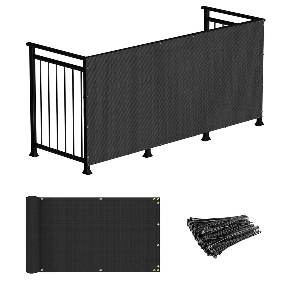 Windscreen4less deck privacy screen protects privacy and adds shade to patio.