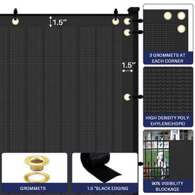 Windscreen4less breathable polyethylene fabric with elastic edges for durable privacy