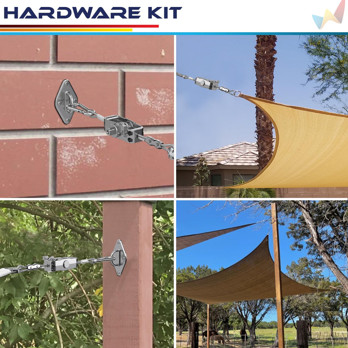 Windscreen4less installation-ready hardware kit image showing complete set with tools.