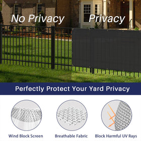 Windscreen4less privacy screen breathable mesh blocks visibility while allowing airflow.