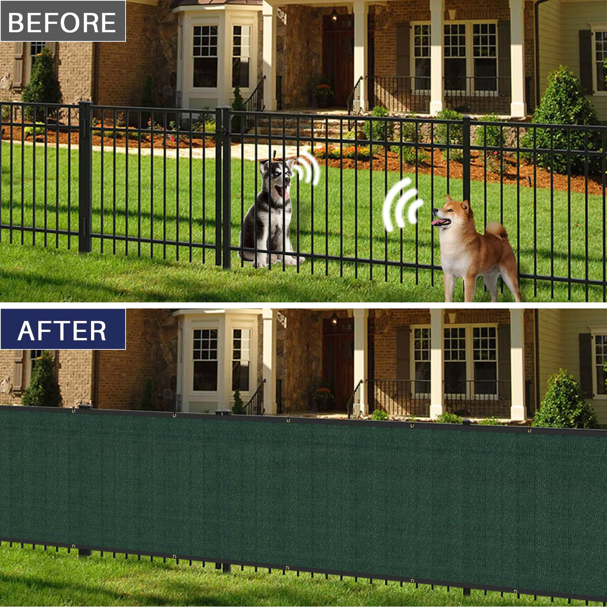 Windscreen4less yard privacy fence cover enhances seclusion and blocks street sightlines.