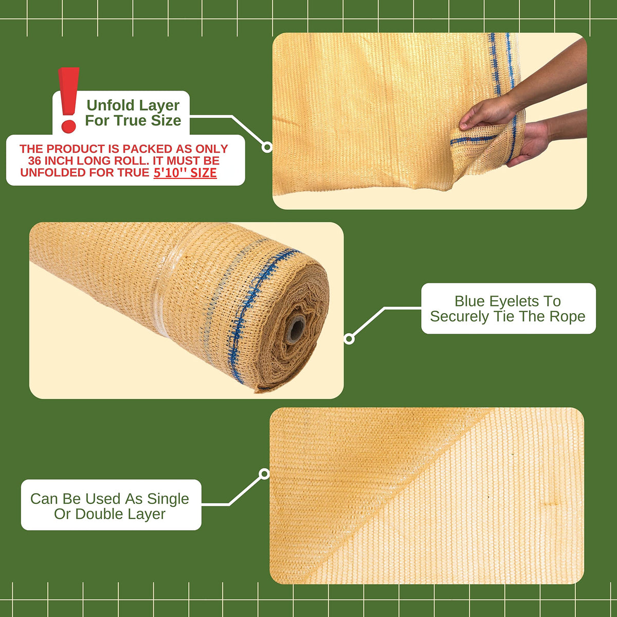 WindscreenSupplyCo tan shade cloth used for garden, kennel, and patio shading