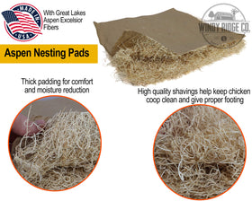 Windy Ridge Co. Aspen Excelsior nesting pad 13x13 pack opening demonstrates easy setup for clean eggs.