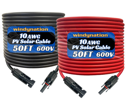 WindyNation 10AWG red PV extension cable for outdoor solar setups
