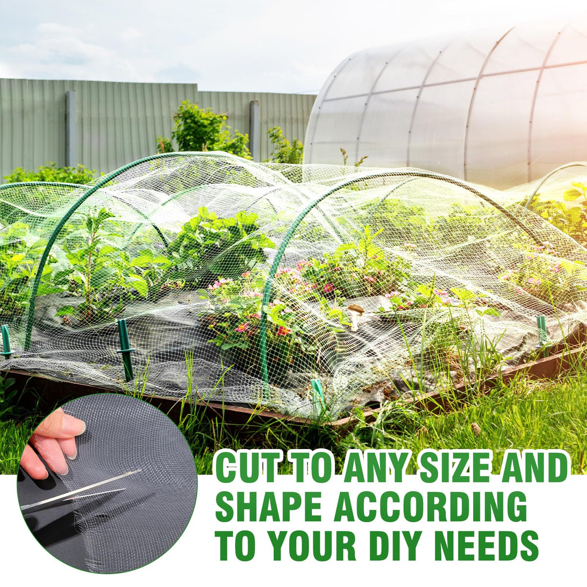 Windyun raised-bed netting cover protects plants while letting air through.