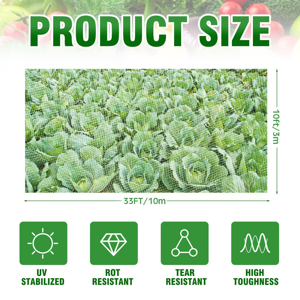 Windyun ultra-fine garden netting allows water, sunlight, and air to reach crops.