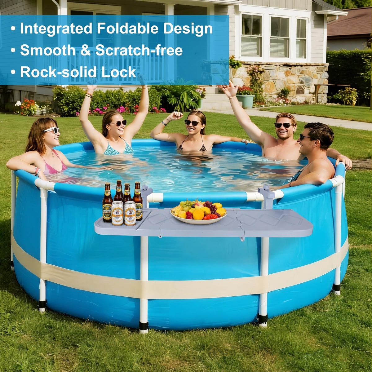 Winemana foldable pool bar mounts quickly on pool poles