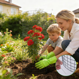 Winemana cages protect flowers and vegetables in garden settings