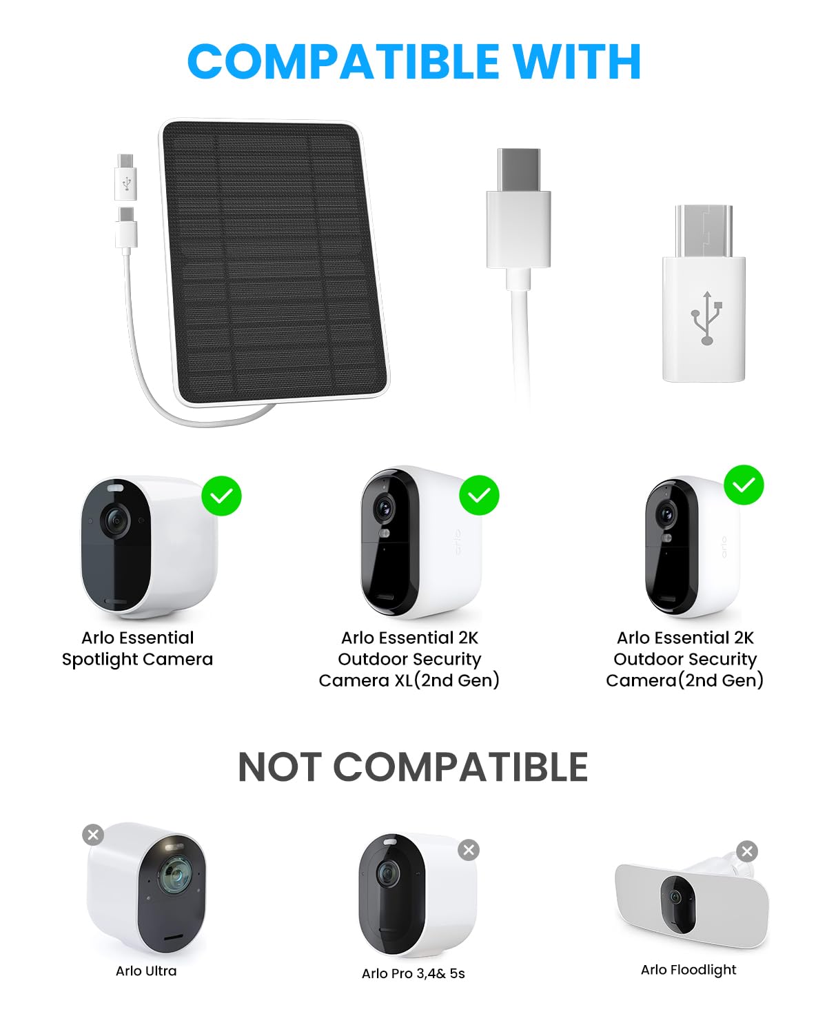 WININMETA 10ft charging cable offers long reach for camera placement.