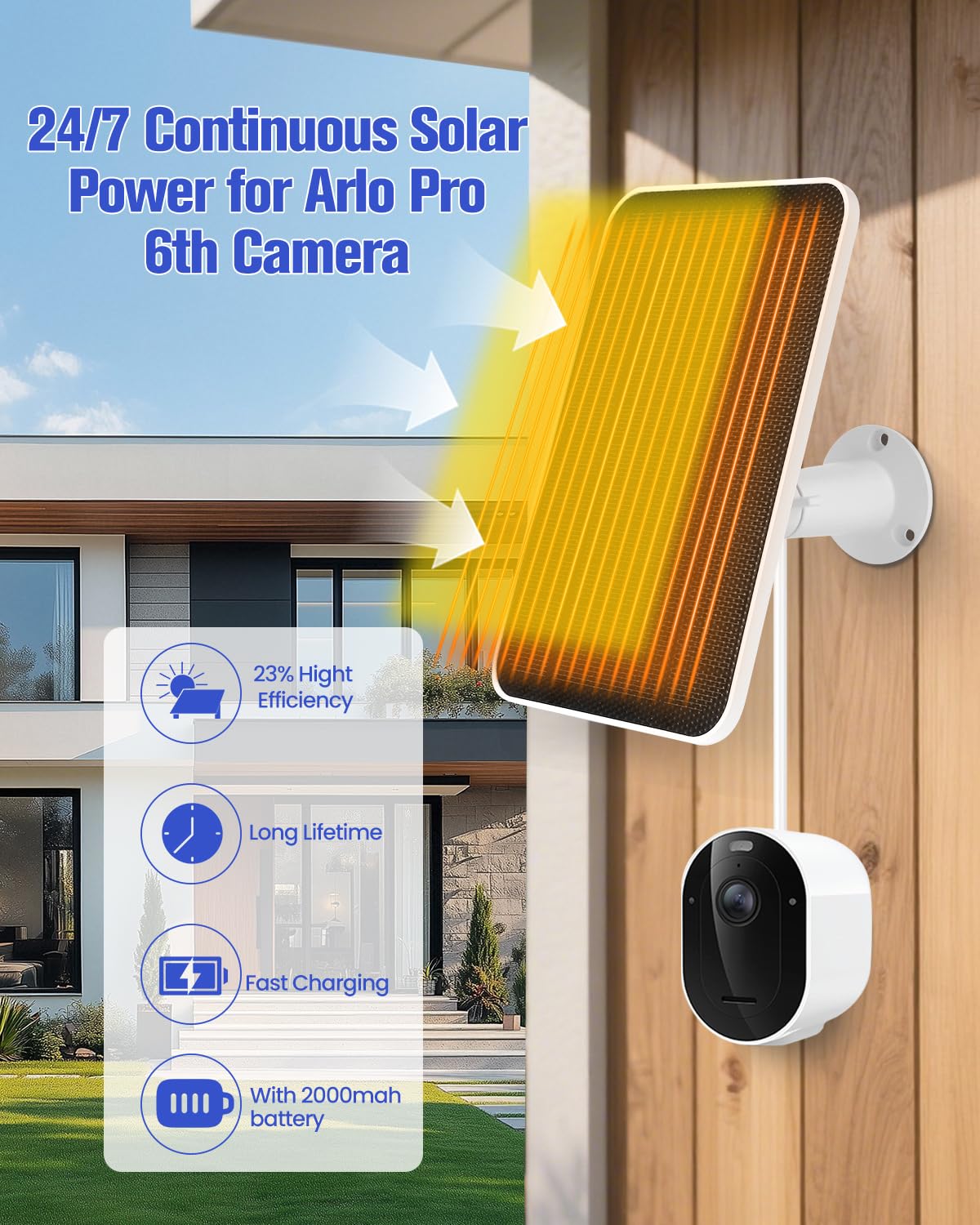 WININMETA Arlo Pro 6 XL with 9.8ft USB-C cable for flexible setup