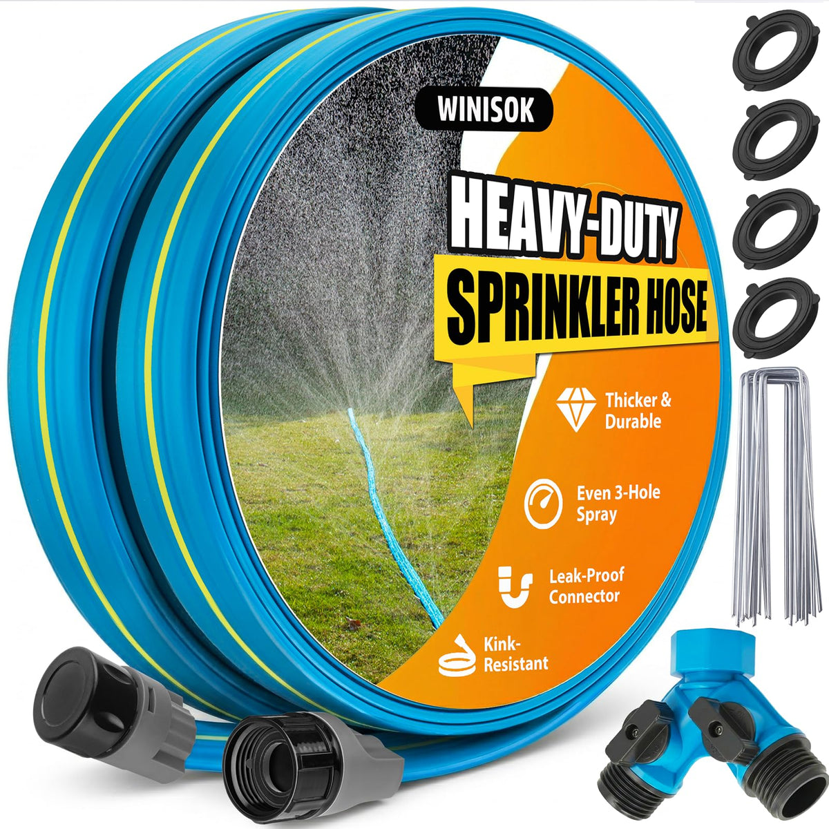 Winisok 3-Tube Sprinkler & Soaker Hose in yard delivers even irrigation for lawns