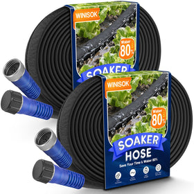 Winisok upgrade heavy-duty soaker hose 100ft ready for garden irrigation