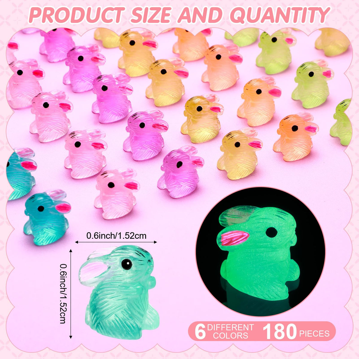 WinnerWhy Easter luminous mini bunny in pink glows after sun exposure for garden accents