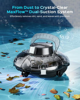 WINNY Pool Cleaner 180μm filtration traps fine silt and debris.