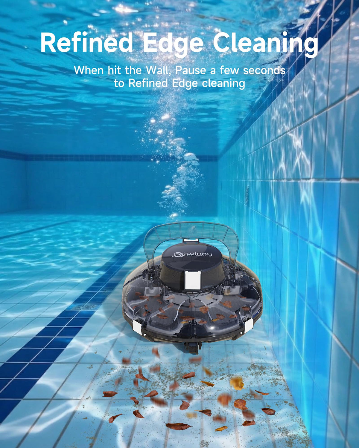 WINNY Pool Cleaner includes pole-hook attachments for simple transport.