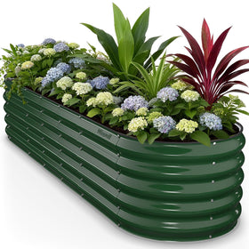 Winpull 8x2x1.5 ft galvanized raised bed, full setup in moss green
