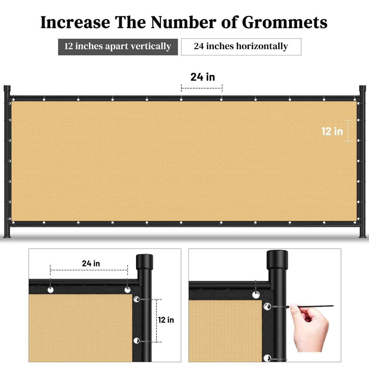 Winpull privacy screen grommets provide secure mounting points