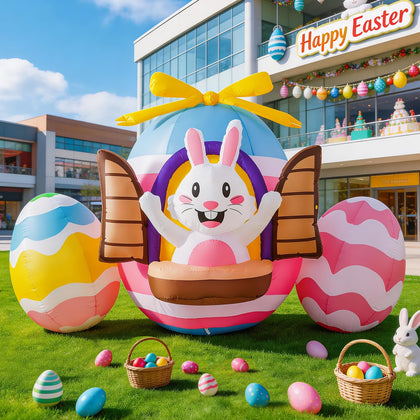 WINTS 6 ft Easter inflatable bunny with LED lights for yard decor