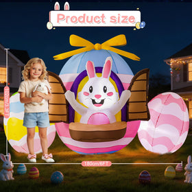 WINTS inflatable bunny peeking from a large Easter egg with LEDs