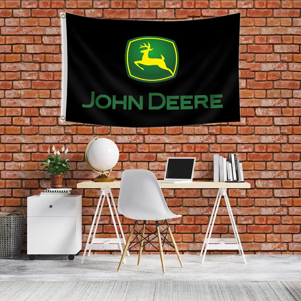 Winuxury John Flag Deere banner 3x5 side view emphasizes sturdy stitching