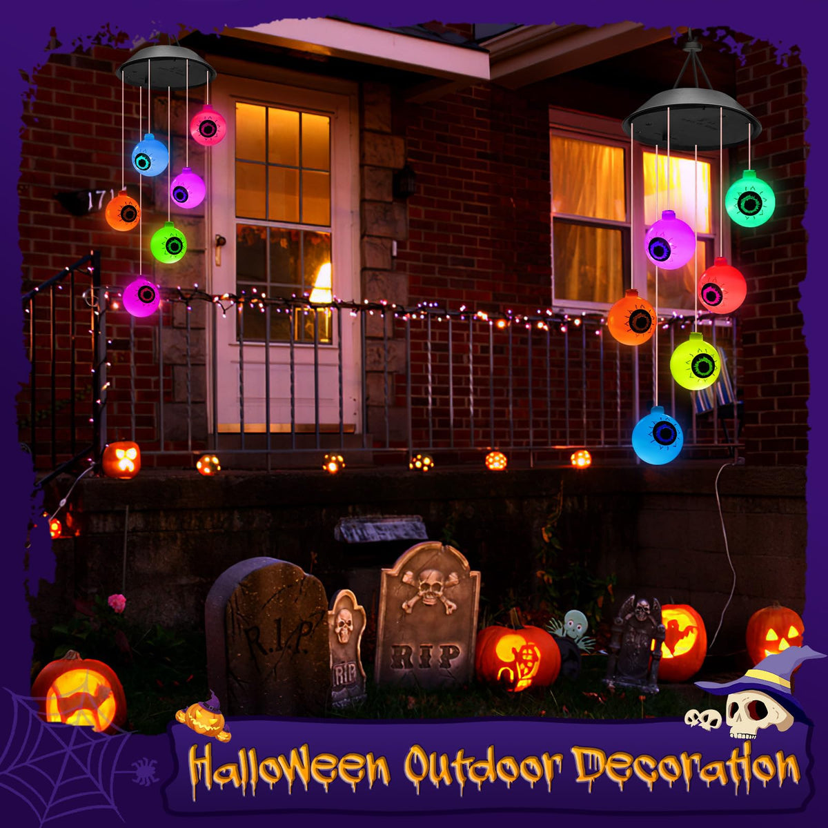 Winzwon hanging eyeball lights add vertical drama to porches and windows
