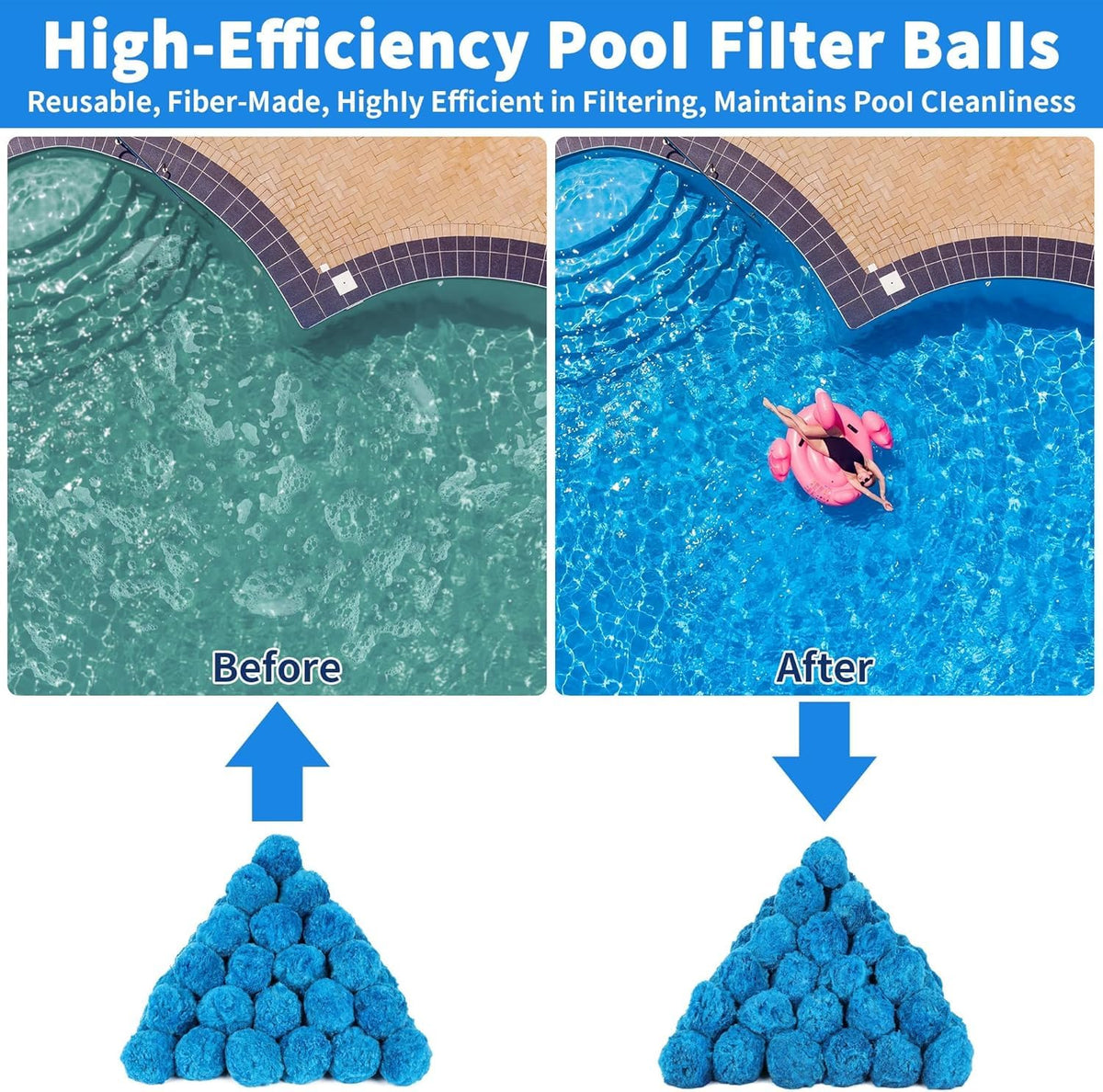 WIQEDOHA filter balls in fish tank maintaining crystal-clear water