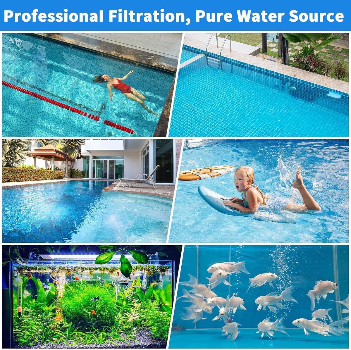 WIQEDOHA multipurpose filter balls in pool and aquarium setup