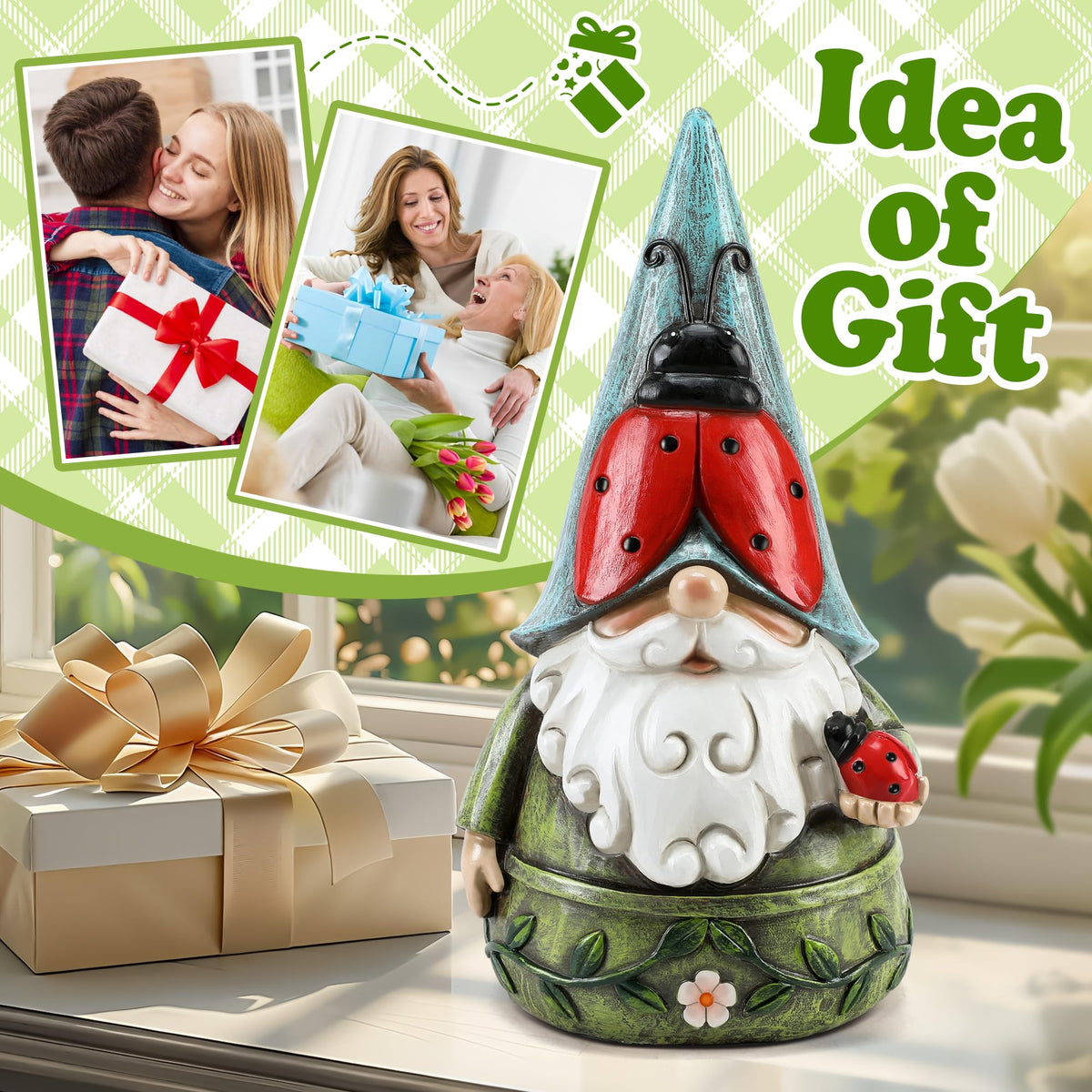 Wiresusan Ladybug Gnome adds seasonal accents for spring or summer.