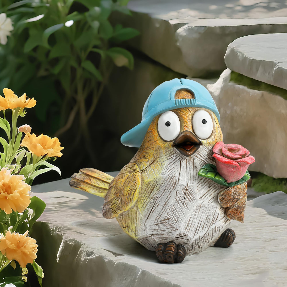 Wiresusan decorative statue coordinates with yard paths and porches