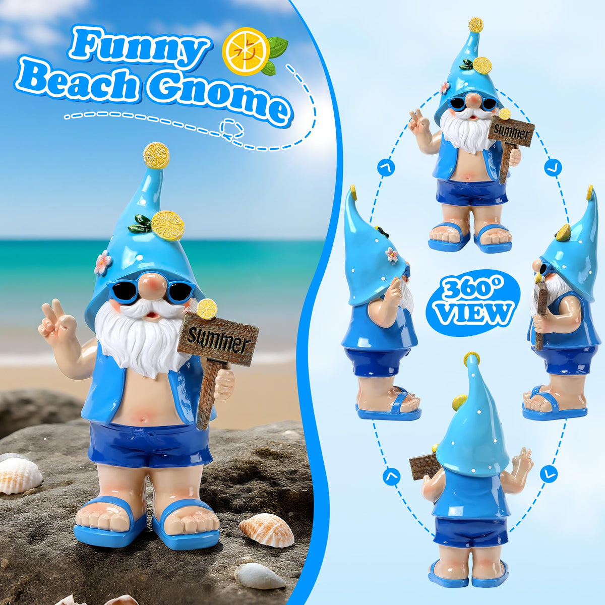 Wiresusan gnome with sunglasses brings cheerful coastal flair to garden settings