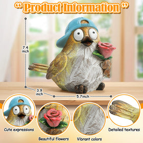 Wiresusan outdoor bird figurine adds color to garden and yard