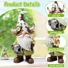 Wiresusan outdoor gnome made of resin resists weather and fading.