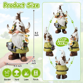 Wiresusan cow gnome decor on a porch for playful curb appeal.