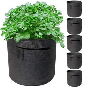 WIRETRAN 5-pack grow bags ready for versatile indoor and outdoor planting.