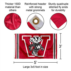 Wisconsin Badgers logo with dual-side print for visibility from any angle