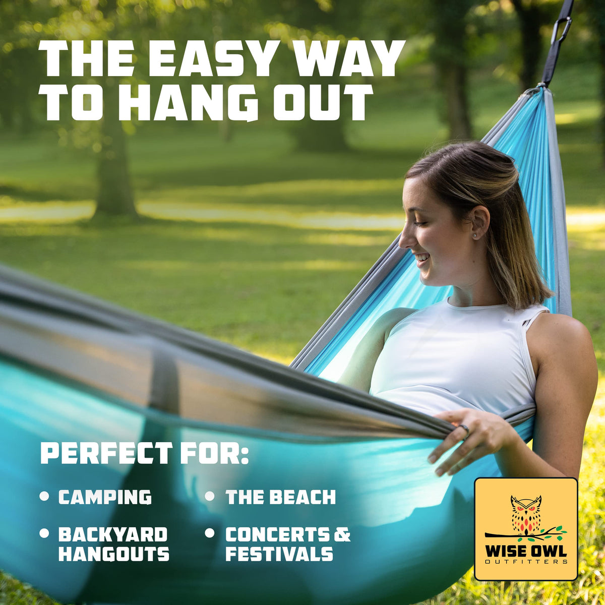 Wise Owl Outfitters hammock stand supports up to 440 pounds.