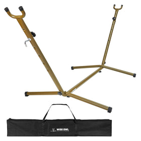 Wise Owl Outfitters hammock stand folded compact for easy transport.