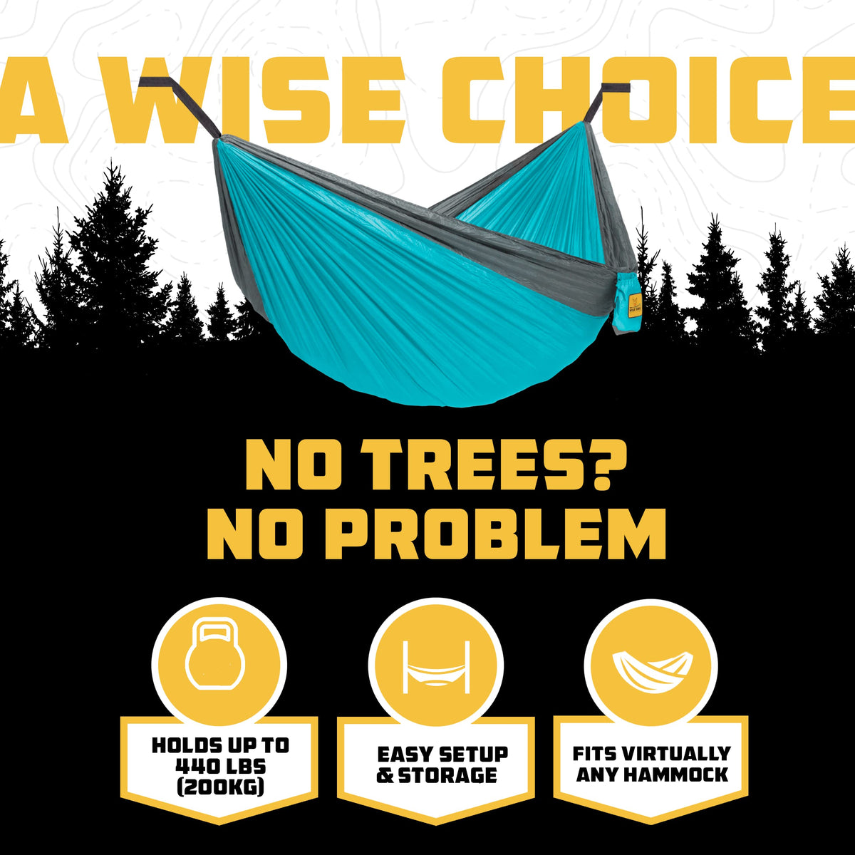 Wise Owl Outfitters hammock stand non-slip feet on varied terrain.