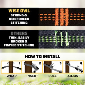 Wise Owl Outfitters no-stretch webbing adds reliability in damp conditions.