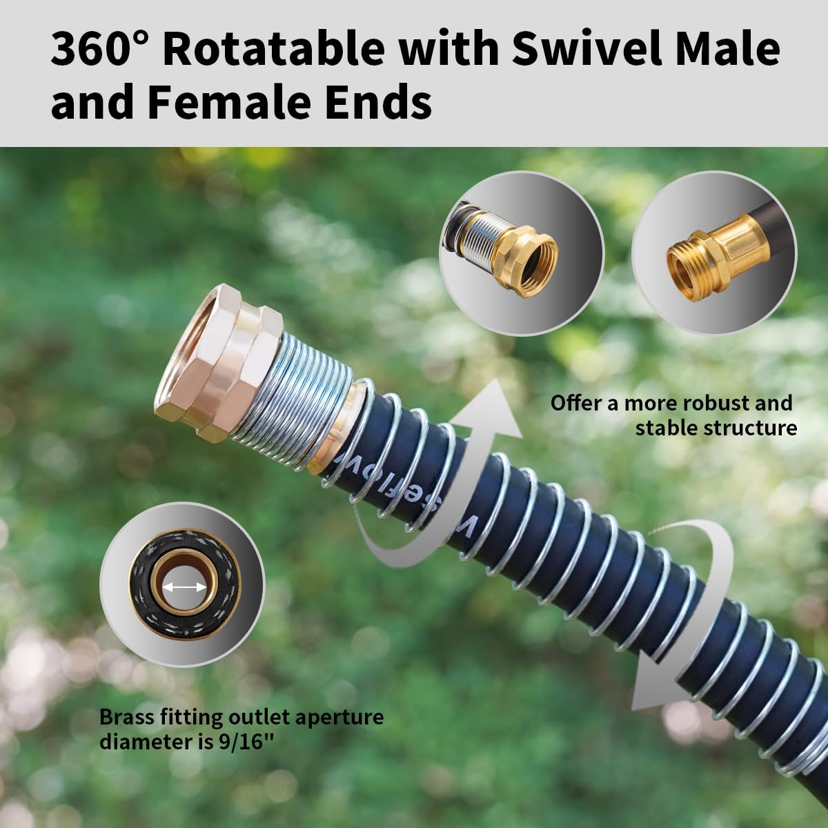 Wiseflow garden hose with 1200 PSI burst strength for heavy-duty cleaning.