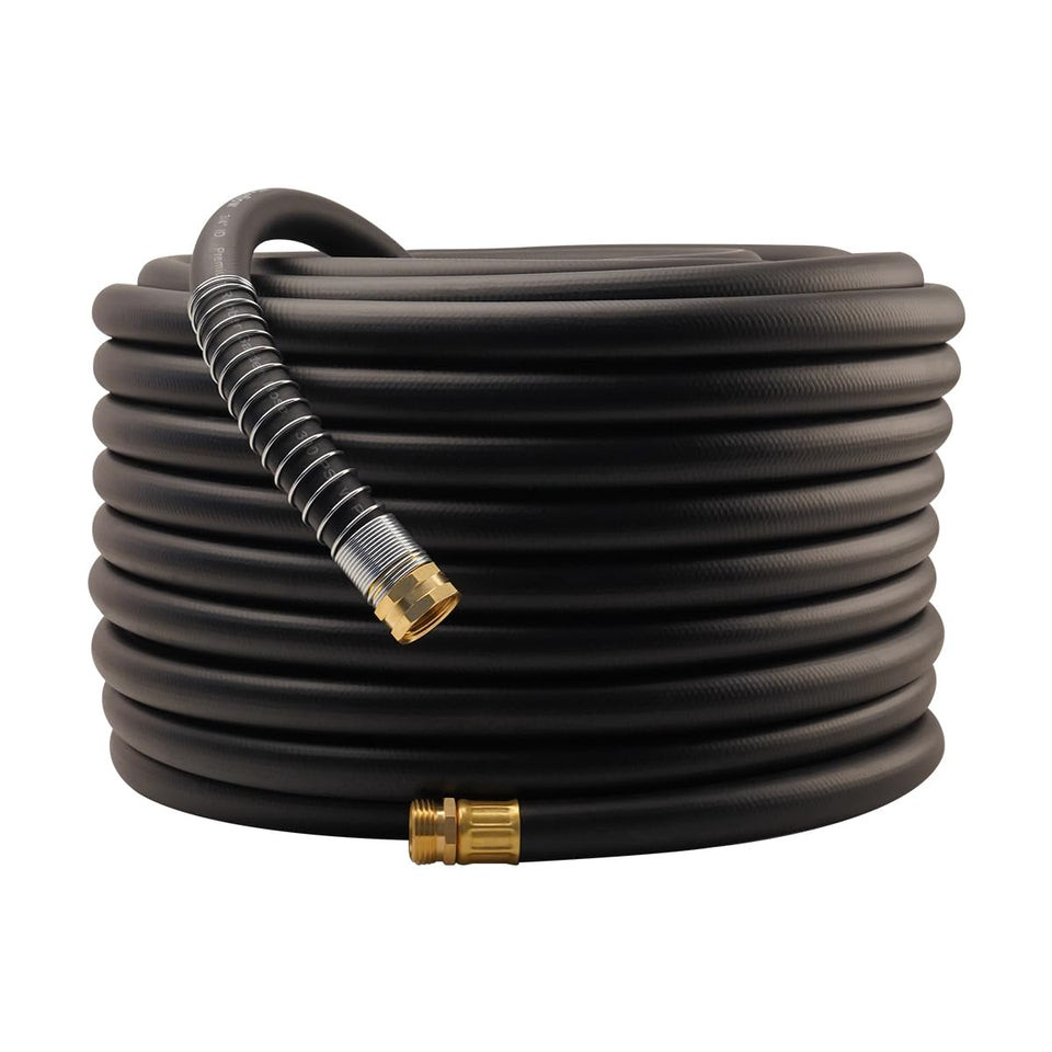 Wiseflow garden hose with brass fittings ensures leak-free connections.