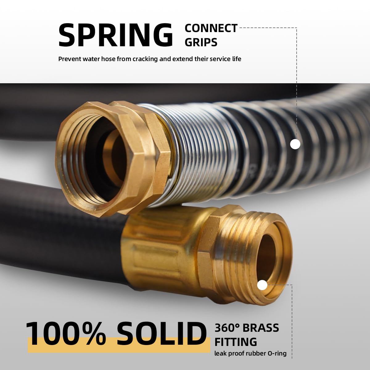 Wiseflow garden hose with brass fittings ensures durable connections.