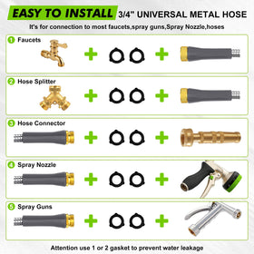 Wiselifetech metal garden hose 10 ft anti-slip grip on connectors