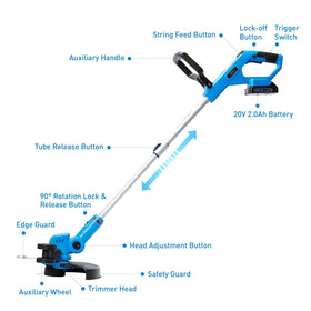 WISETOOL 12-inch cutting diameter speeds weed clearance across yard edges.