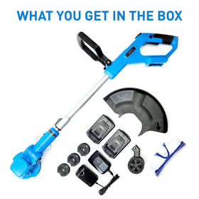 WISETOOL two 2.0Ah batteries and fast charger power quick yard work.