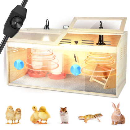 WISMOIER Chick Brooder Box assembled with accessories for quick setup and chick care.
