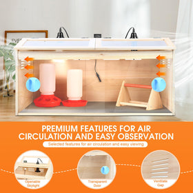 WISMOIER brooder box skylight offers easy observation of chick development.