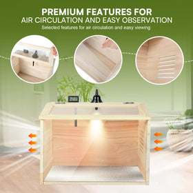 WISMOIER wooden brooder box thermometer for easy temperature checks.