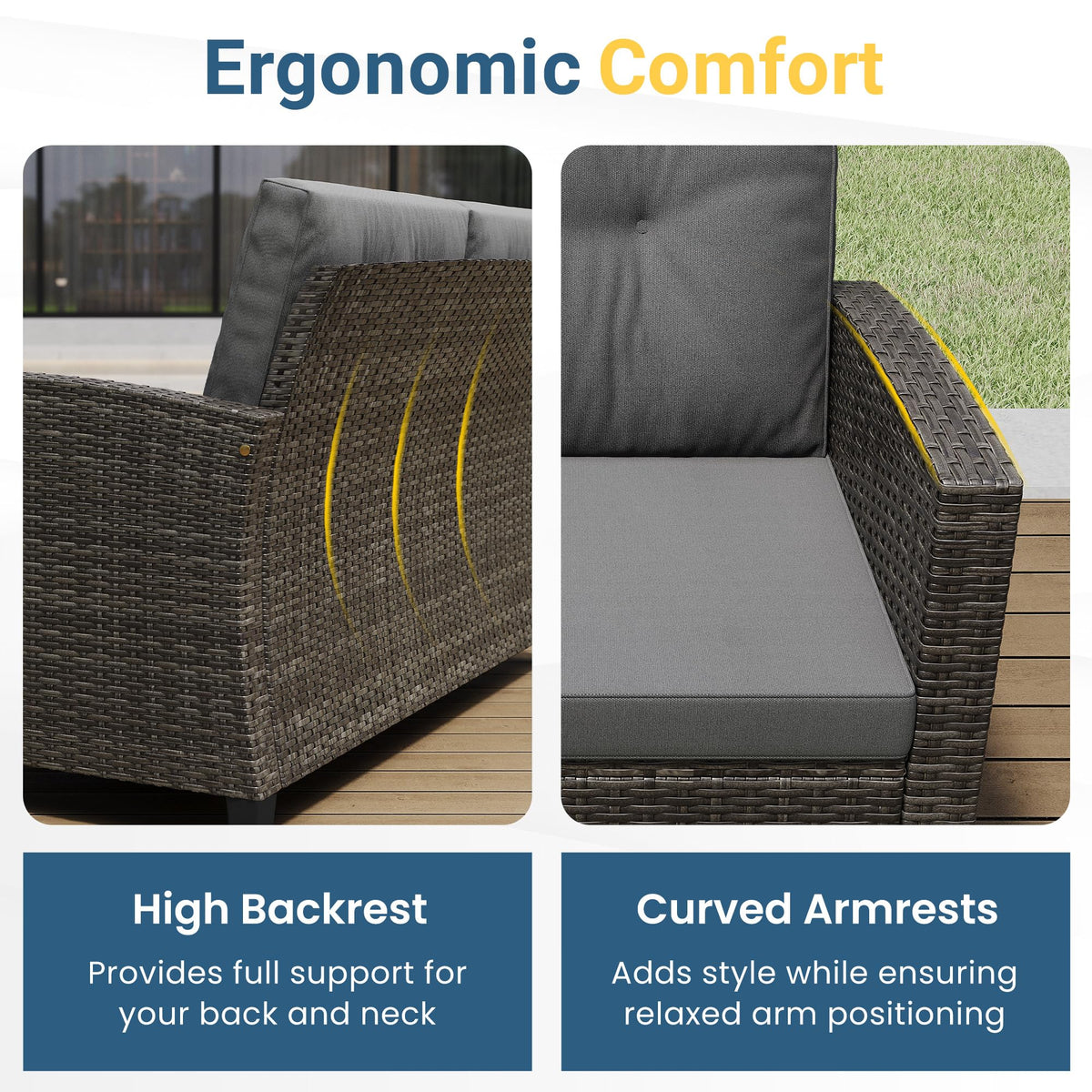 Wisteria Lane outdoor armchairs with cushioned backs for relaxation